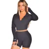 Women Tracksuits Two Pieces Shorts Set Slim Sexy Letter Embroidery Zipper Ladies Long Sleeve Fashion Casual Suits Sportwear Outfits