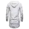 Vit Longline Velvet Hooded Tshirt Män Höst Lång Hoodies Tshirts Mens Hip Hop Causal Swag Camiseta Masculina 210522