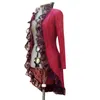 Jas lange jurk vintage vrouwen middeleeuwse steampunk stand kraag lace up cardigan dame herfst zwart rood casual jurken