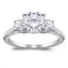 Klusterringar lyxiga diamant zirkonring för bröllopsmiddag engagemang silver kvinnor smycken