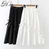 H.sa Womens Summer Ropa Mujer Bohemia High Bow Tie Elastic Waist Long Skirt Woman Skirts Black White Jupes 210417