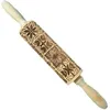 15 Design Trä Rolling Pin Rose Kärlek Hjärtformad Prägling Bakning Kakor Nudel Biscuit Fondant Cake Deg Mönstrad Roller Mjöl