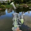 Bongs de vidro de 10 polegadas coloridos tipo dobrado narguilé turbina perc duplo reciclador fabuloso ovo 4mm de espessura óleo dab rigs 14mm fêmea junta copo bong água com tigela HR319