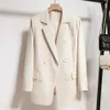 Wiosna Jesień Koreański Styl Luźny Blazer Kobiety Odzież Moda Casual Double Breasted Office S-XL Czarna Beżowa Kobieta Kurtka X0721