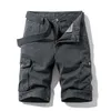 2020 Mens Militär Cargo Shorts Sommar Armé Green Bomull Shorts Män Lossa Multi-Pocket Shorts Homme Casual Bermuda Byxor X0601