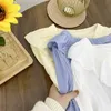 Tops de primavera e verão do senso de design, senhoras all-partide camisa de mangas compridas, gentil e atraente camisa de manga flared 210507