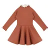 Hiver enfant en bas âge bébé fille robe pour enfants vêtements infantile fille Costume enfants tricoté polaire pull à col roulé robe vêtements de fête Q0716