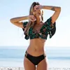 2022 Neue sexy brasilianische Bikini -Set weibliche Rüschen Badebekleidung Frauen drucken Blumenschub -up Badeanzug Badeanzug Biquini5414976