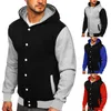 Men's Vests Winter Coat Casual Loose Color Matching Single-breasted Baseball Uniform Hooded Jacket For Men