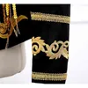 Männer Gold Pailletten Quaste Schwarz Blazer Jacke Marke Stehkragen Stickerei Anzug Blazer Männer Prom Bühne Hochzeit Kostüm Homme 210522