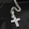 Collier avec pendentif croix et couronne en laiton pour hommes, zircone cubique, Micro pavé, Hip Hop, chaîne à maillons cubains, vente en gros
