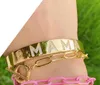 3pcs, Top Quality Inital Letter Name Mama Bangle Bar Bracelets Simple Open Cuff Bangle Jewelry Gift for Mother's Day Mom Mother Q0720