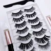 Atualize cílios magnéticos com delineador 10 pares 3d 5d Lashes de olho macio 2 Tubos Coloqueiro líquido Cola de maquiagem NATURAL LOW REUS4810424