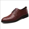 Mens Klänning Skor Mode Pekad Toe Lace Up Men's Business Casual Brown Black Leather Oxfords Sko Storlek 38-48