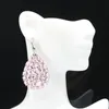 55x33mm Awesome Long Stor Storlek Skapad 19g Rosa Kunzite Bright Zircon Ladies Silver Örhängen