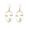 Trendy Hollow Abstract Face Earrings For Women Art Stylish Earring Hip Hop Gold Colorful Lips Earing Christmas Gift Drop Stud