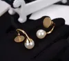 New Big Design Gold Color Jewelry Pearls Vitage Earrings Luck Round Wedding Party Stud3052313