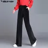 Streetwear hiver or velevt femmes pantalons femme taille haute jambe large capris pour femmes pantalon femme grande taille 210608