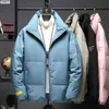 ANSZKTN 2020 Vinter Ny koreansk stil Korta män och kvinnorsyouth Zipper Rosa Märke Fritid Vinter Vit Duck Down Jacket G1115