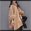 Womens Wool Blends Xxl Plus Size Long Winter Coat Women Cotton Overcoat Camel Knitwear Shawl Cape Feminino Warm Outerwear Poncho Femme Ocihz