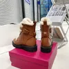 Classic fashion gold button short boots imported calf leather material wool inner warmth size 35-40
