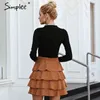 Ruffles A-Line Mini Sexy Bow High Waist Short Spódnica Kobiety Sash Jesień Zima Spódnice Kobiet Casual Streetwear 210414