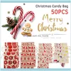 Décorations Festive Party Supplies Home Garden50Pcs Sacs Avec Dstring Bonbons Naturels Réutilisables Pochette De Stockage De Noël Joyeux Noël Cadeau Sac