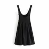 黒ノースリーブニットAラインドレス基本夏の短いエレガントなミニプリーツES女性クラブ210520