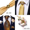 Hej Tie Peacock Blue Novelty Design Silk Bröllop Tie För Män Hanky ​​Manschettknappar Present Mens Slips Set Business Party Drop Bow Slipsar