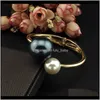 Bangle Jewelryukmoc Romantic Alloy Imitatie Pearls armbanden mode aessories kleding metalen manchet armbanden voor dames charme sieraden1 6036014