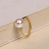 18K Import Solid Yellow Gold Jewelry (AU750) Kobiety Pojedyncze Ziarno Akoya Peas Weaving Diamond Ring Natural Water Water Pearl Lady
