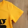 Giyim Setleri 2021 2-7y Çocuk Bebek Kız Moda Büyük/Lil Kardeş Mektup Kısa Kol Üstleri T-Shirt ve Yay Ayçiçeği Etek/Şort