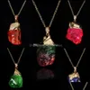 Кулон ожерелья подвески ювелирные изделия роскошный кварц натуральный камень Иррегарный кристалл Druzy исцеление драгоценного камня золотая цепь ожерелье для женщин