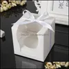 Evenement Feestelijke feestbenodigdheden Home Garden1pcs Muffin Cupcake Baking Packaging Portable Western Cake Cake Cheese Box Mousse White Brown Square Gi