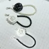 Keychains Fashion Leather Camellia Pearl Phone Chain Women Bag Anti-Lost Lanyard Handbag Pendant Flower Mobile Strap Charm Jewelry Smal22