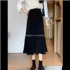 Womens Clothing Apparel Drop Delivery 2021 High Waist Fashion Mermaid Long Skirts Office Work Style Black & Khaki Size S M L Lady Spring Skir