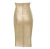 Wholesale Women Sexy Gold Rayon Bandage Skirts Knitted Designer Bodycon Pencil 210527