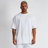 T-shirt oversize tinta unita da uomo Palestra Bodybuilding e fitness T-shirt casual stile di vita allentata T-shirt uomo streetwear Hip-Hop T200219