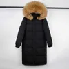 Janveny Large Real Raccoon Fur Collar Donna Inverno 90% Piumino d'anatra Donna Cappotto di piume lungo spesso allentato Plus Size 211013