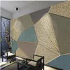 Papel de parede mural de janela Papéis de parede geométricos modernos padrão de folha linha dourada em relevo parede de fundo de TV