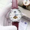 Fashion Mens Sport Watch Automatic Mechanical Men Watches Top brand Diamond Wristwatches Flywheel moon phase 42mm Genuine Leather 236Z