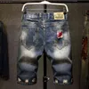 New Streetwear Men Ripped Summer Jeans Short Fashion Bermuda male vintage Holes Destroyed Straight Denim shorts Plus Size 38 40 H1210