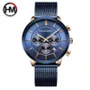 Men Watches Top Brand Luxury Stainless Steel Blue Waterproof Quartz Watch Men Fashion Chronograph Male Bussiness Casual Watches 210527