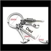 Keychains Fashion Aessory Drop Delivery 2021 Rostfritt stål Fathers Day Keychain Creative Hammer Screwdriver Wrench Tool Keyring Car Key C