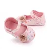 Noworodka Baby Buty Flower Baby Princess Buty miękka gumowa sukienka Mary Jane Flats Prewalker Girls Buty 0-18m