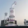 Tubo de agua de vidrio rosa de 10.6 pulgadas Bong Tubos de narguile Bongs Fumar tabaco Bubbler Tubos de humo Bongs Botellas Dab Rig Tazón de 18 mm