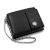 Wallet Men's FASHION HIGHT QUALITY ID Card Biker Black Leather Money Purse With Safe Chain