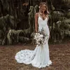 abito da sposa in cotone spaghetti boho