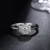 Banda de anel de diamante prata flor mulheres noivado casamento anéis nupciais moda jóias e arenoso