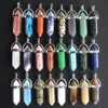 Moda Altıgen Sütun Şifa Taş Sarkık Cazibesi El Yapımı Gül Kuvars Çakra kolye takı için toptan satış